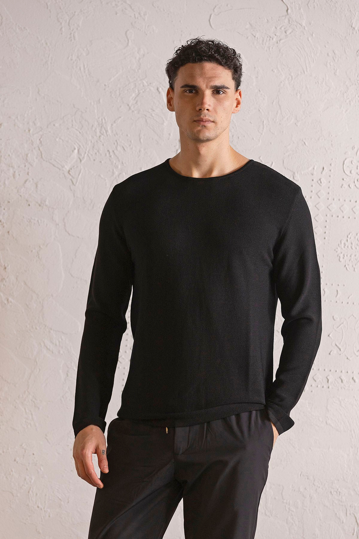 Bisiklet Yaka Slim Fit Erkek Kazak
