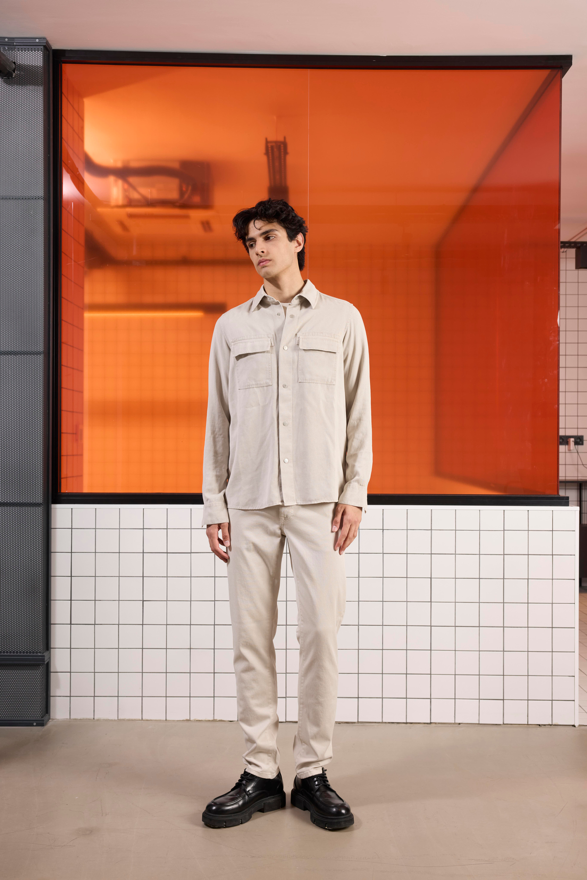 Çıtçıtlı Regular Fit Yıkama Desenli Erkek Gömlek