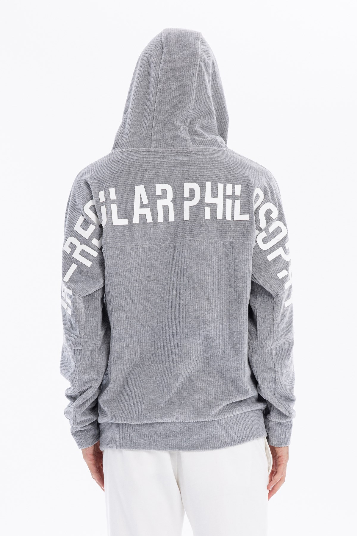 Kapüşonlu Baskı Detaylı Kadife Erkek Sweatshirt
