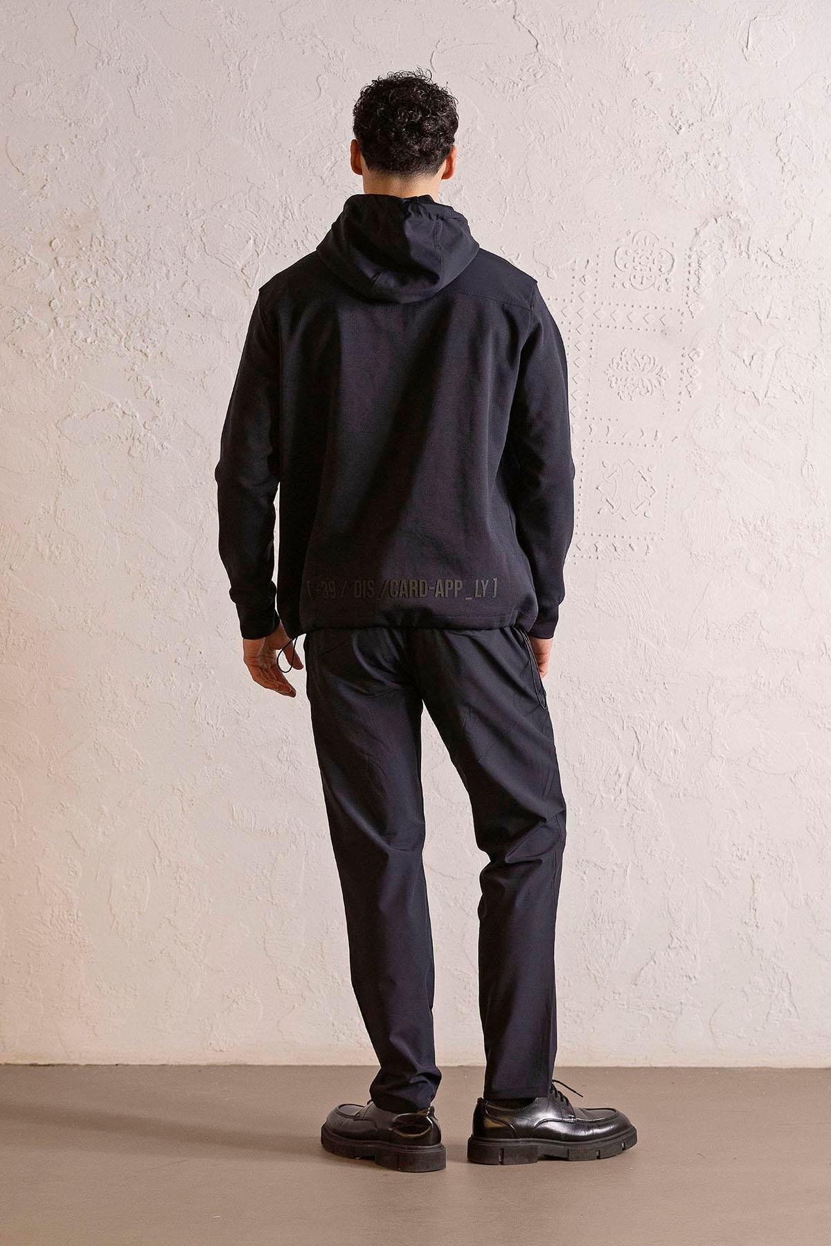 Kapüşonlu Çıtçıt ve Fermuar Detaylı Kanguru Cepli Erkek Sweatshirt