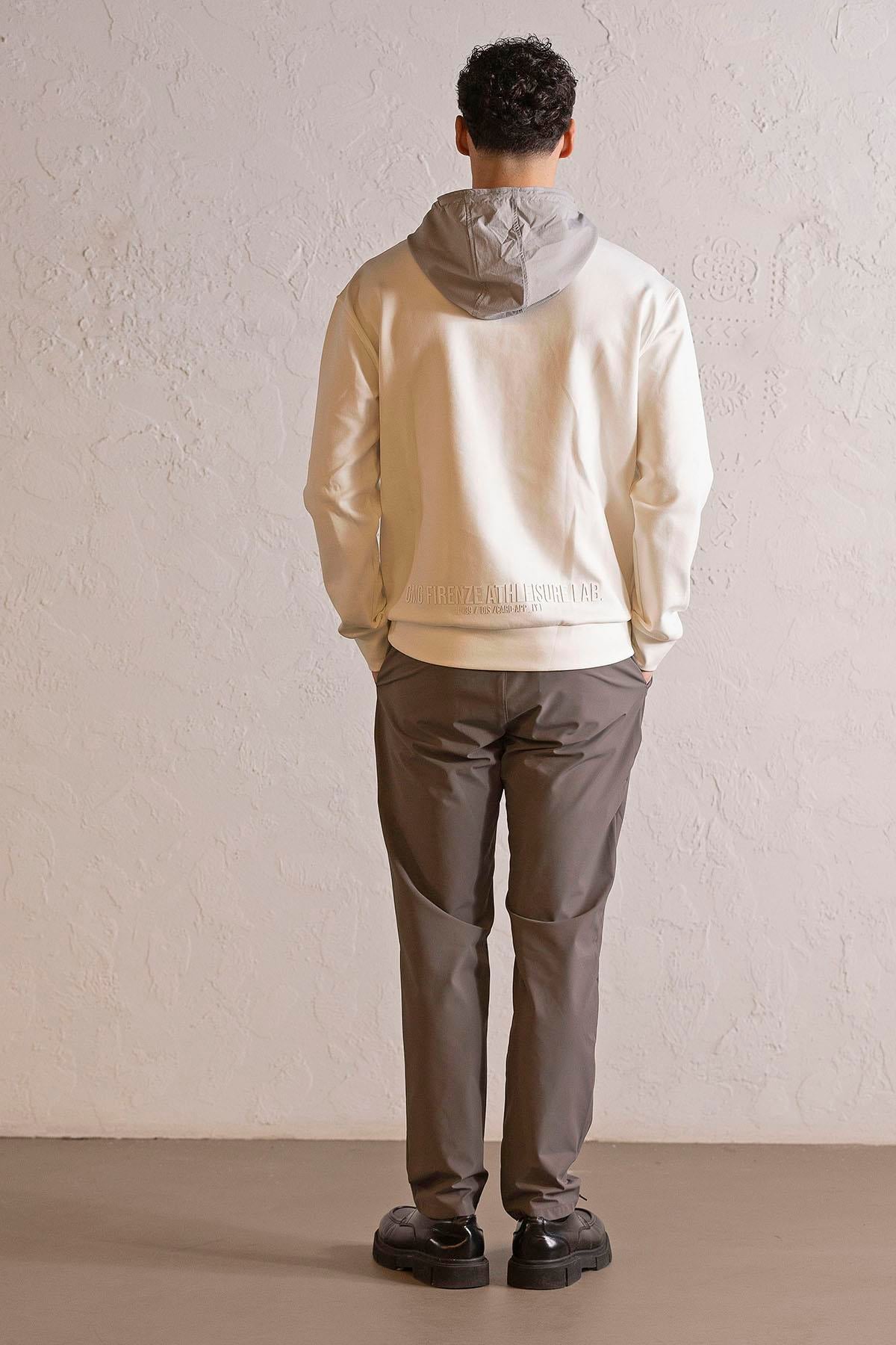 Kapüşonlu Fermuar ve Çıtçıt Detaylı Garnili Erkek Sweatshirt