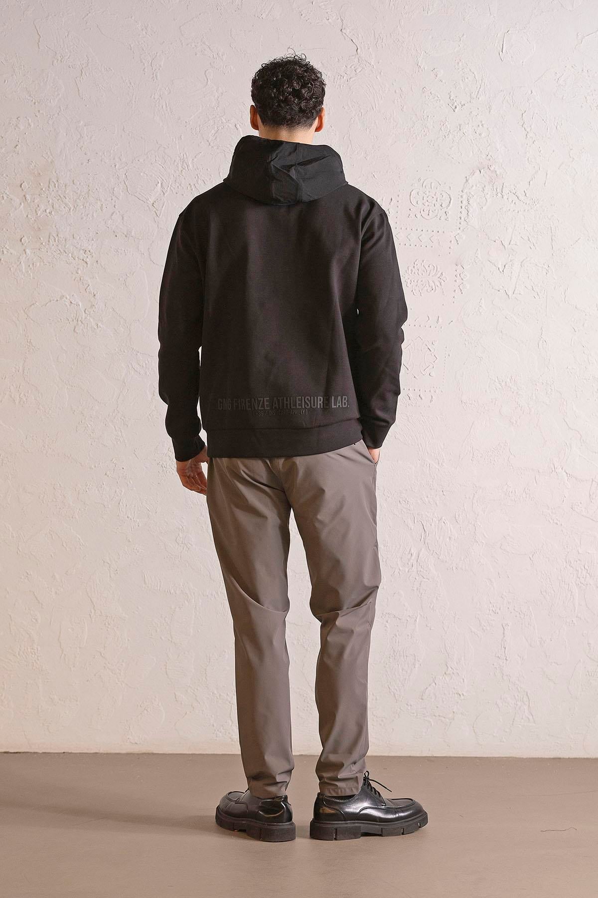 Kapüşonlu Fermuar ve Çıtçıt Detaylı Garnili Erkek Sweatshirt