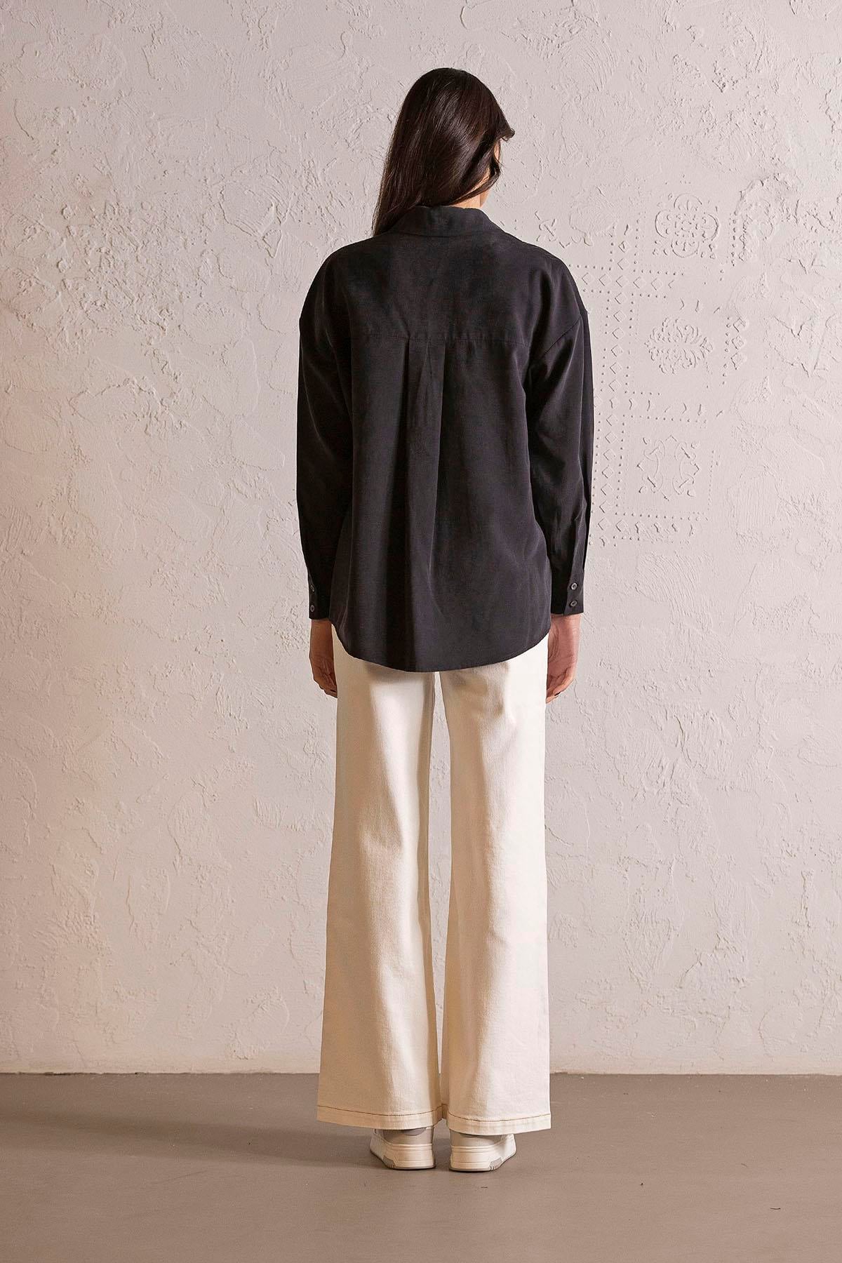 Regular Fit Siyah Kadın Gömlek