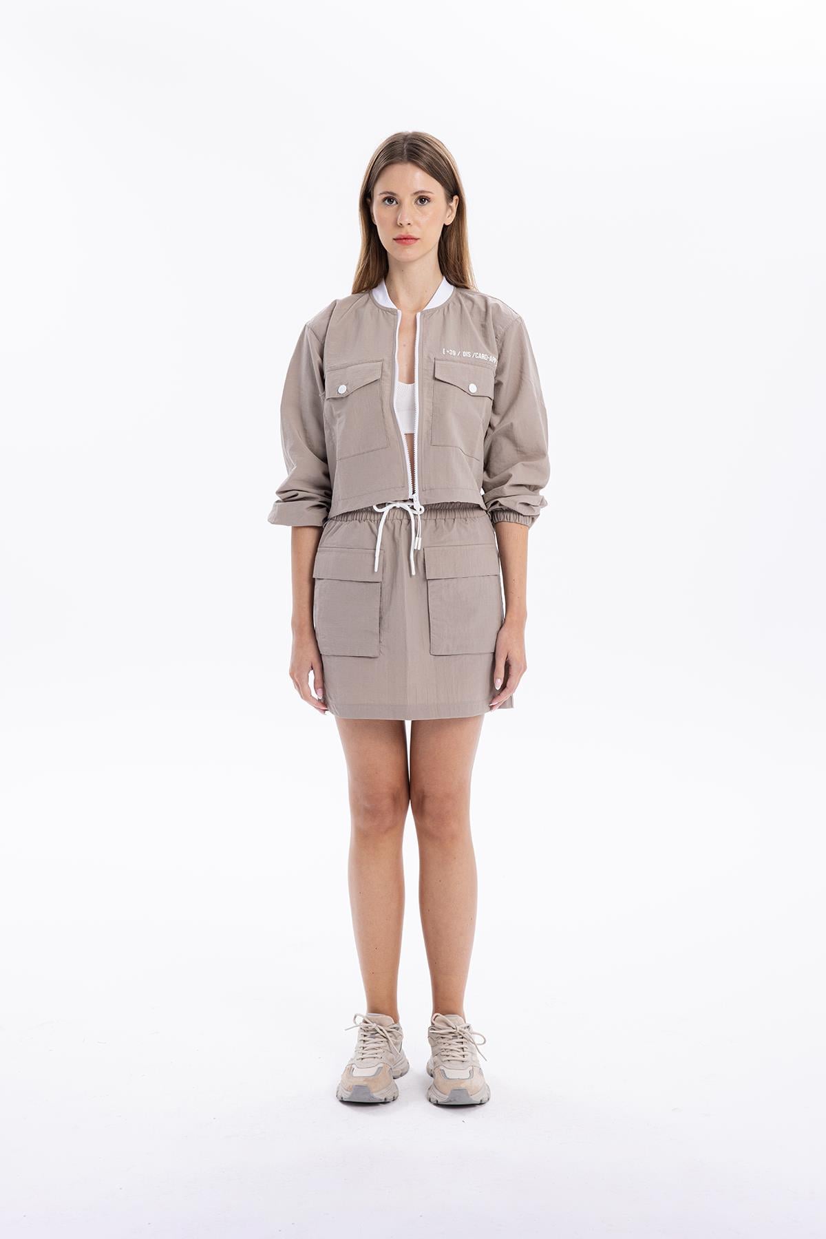 Slim Fit Beli Lastikli Basic Kadın Mini Etek