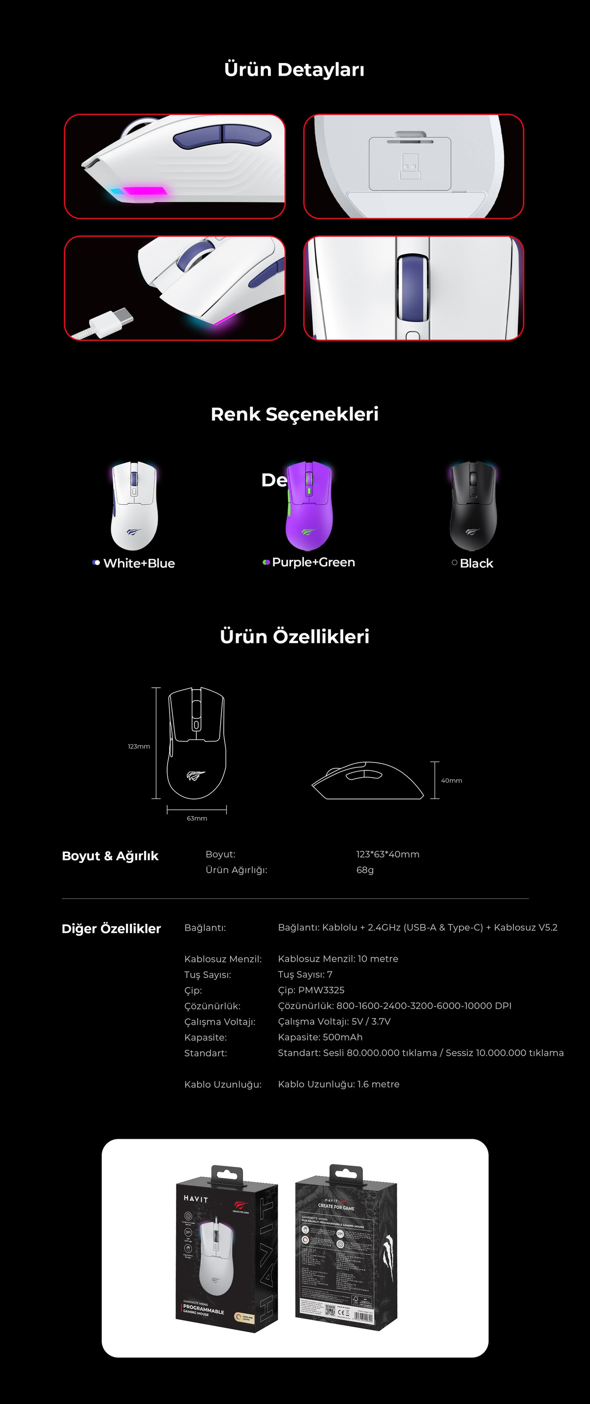 Havit Gamenote MS966WB Oyuncu Mouse