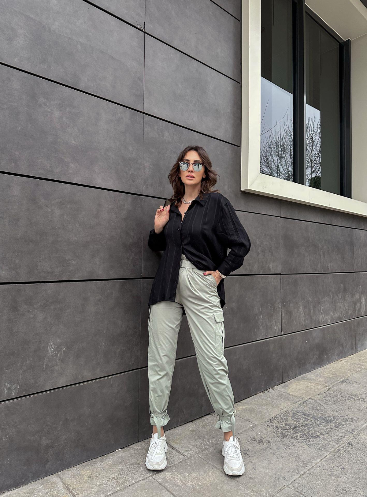 Açık Yeşil Kayışlı Kargo Pantolon