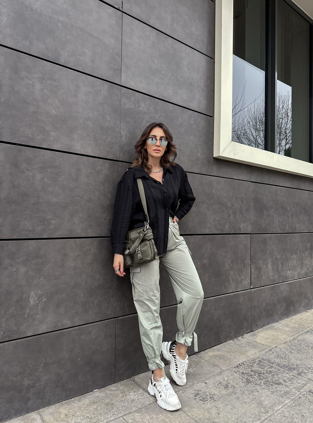 Açık Yeşil Kayışlı Kargo Pantolon