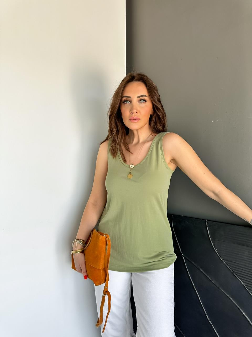 Açık Yeşil Modal Basic Atlet