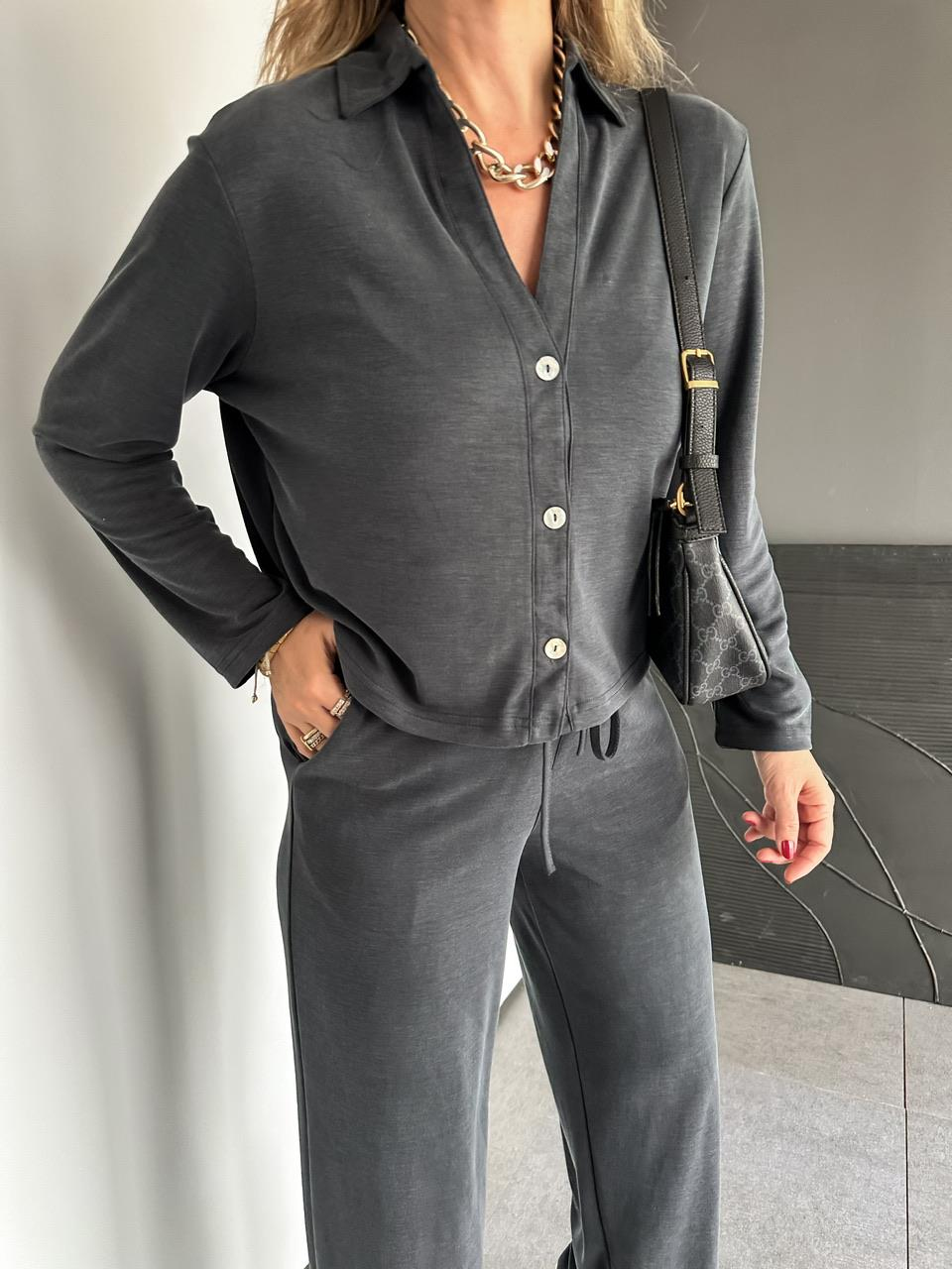 Antrasit Düğmeli Marka Model Soft Takım