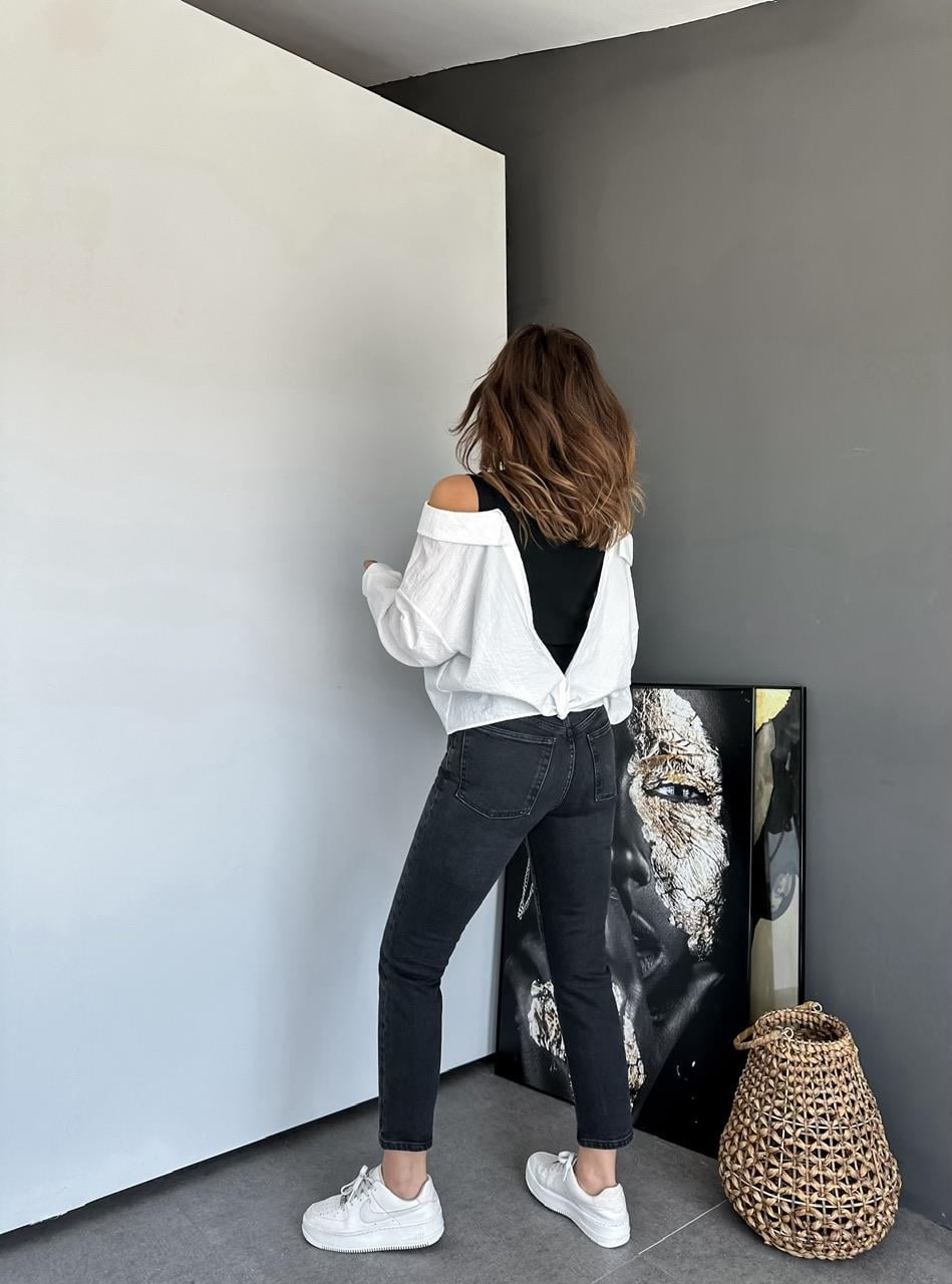Antrasit Mom Slim Fit Jean