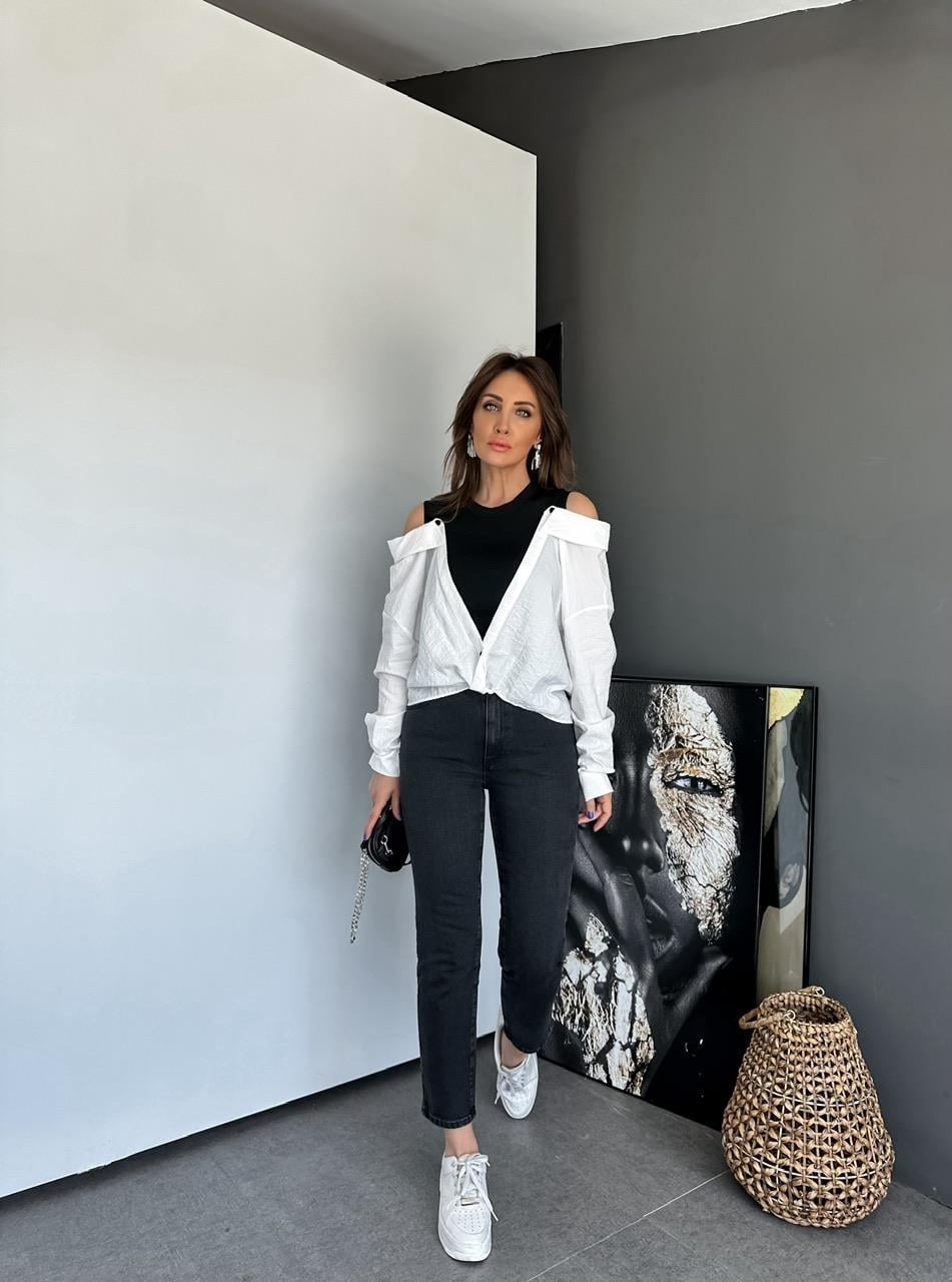 Antrasit Mom Slim Fit Jean
