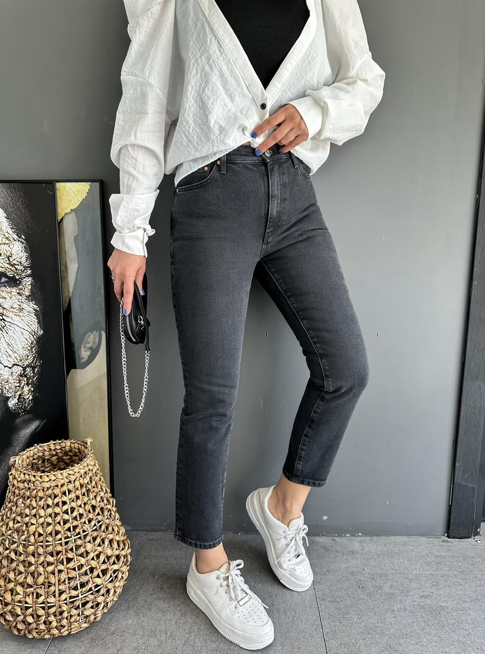 Antrasit Mom Slim Fit Jean