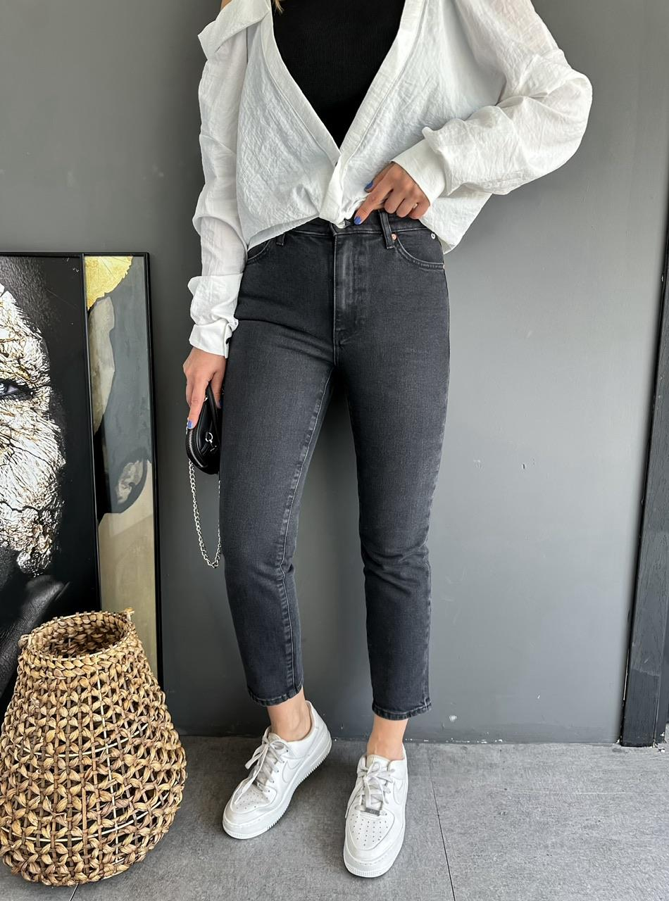 Antrasit Mom Slim Fit Jean