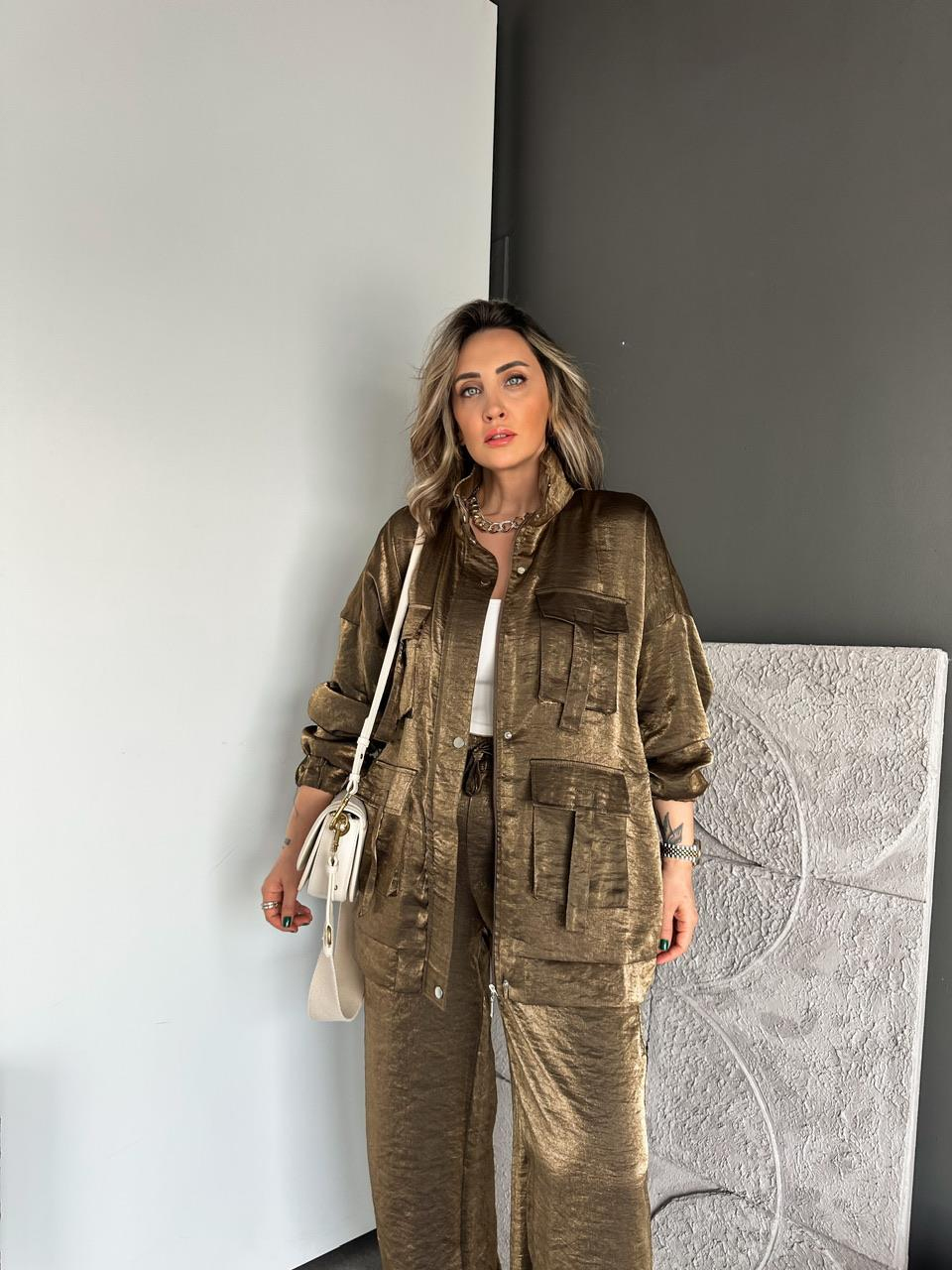 Bakır Parlak Dokulu Safari Takım