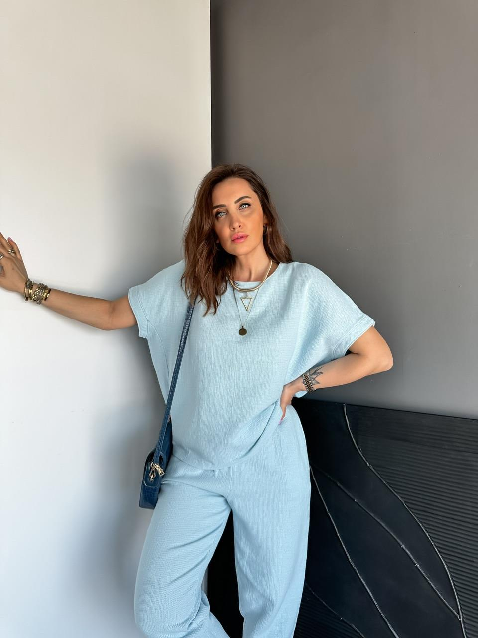 Bebe Mavisi Yarasa Kollu Naturel Takım