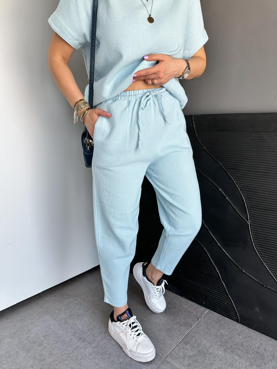 Bebe Mavisi Yarasa Kollu Naturel Takım