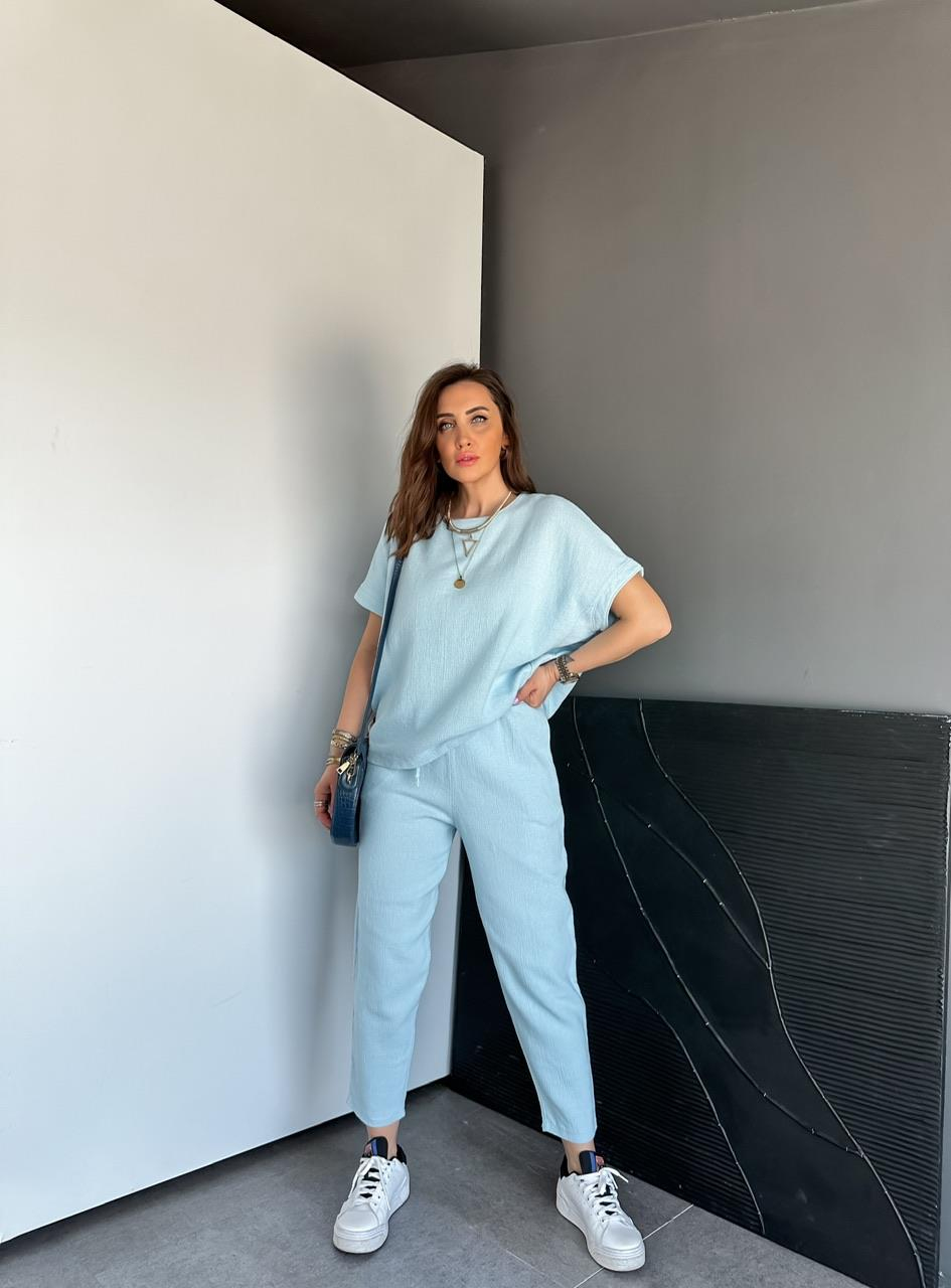 Bebe Mavisi Yarasa Kollu Naturel Takım