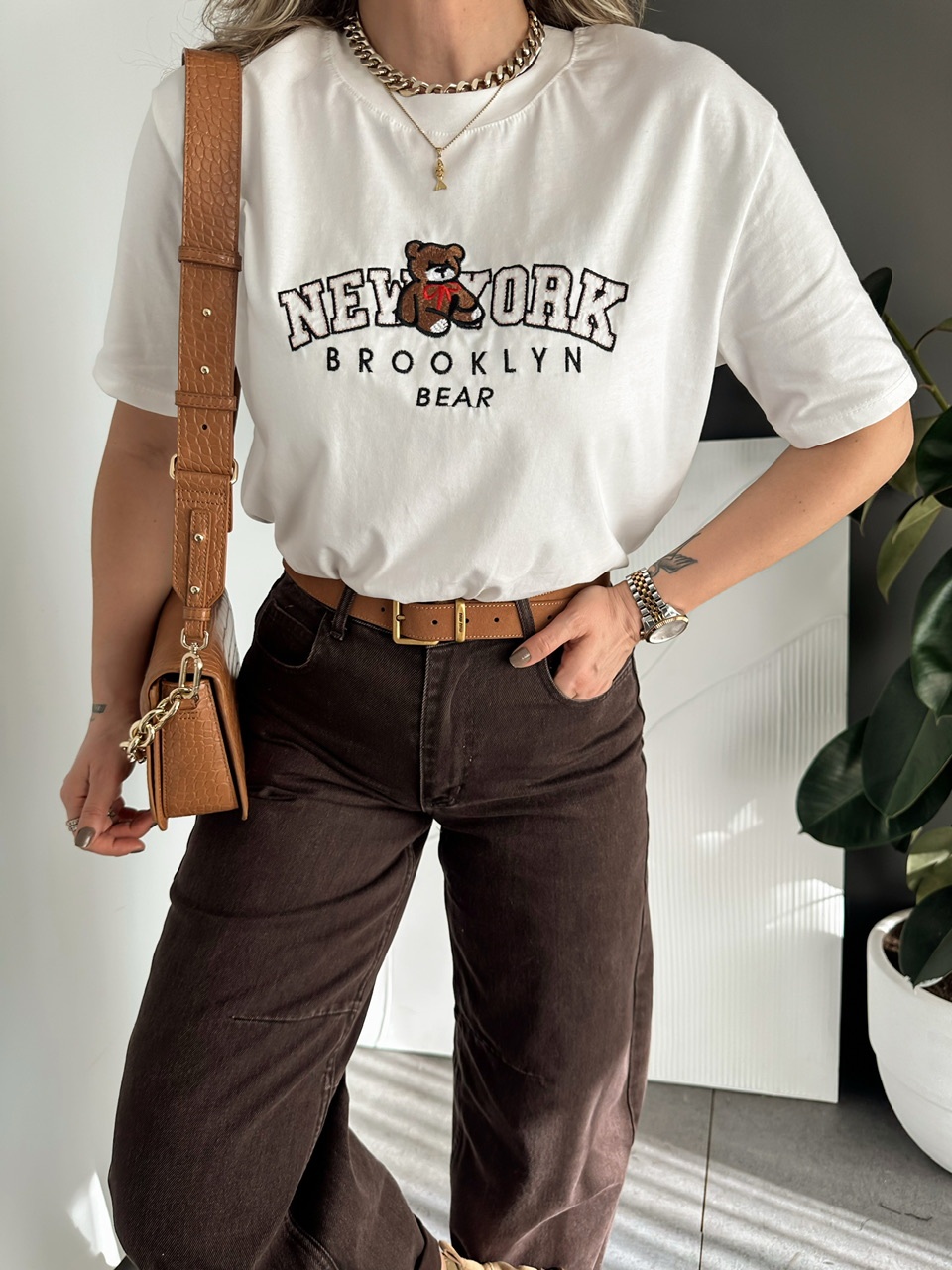 Beyaz Ayıcıklı New York Tshirt