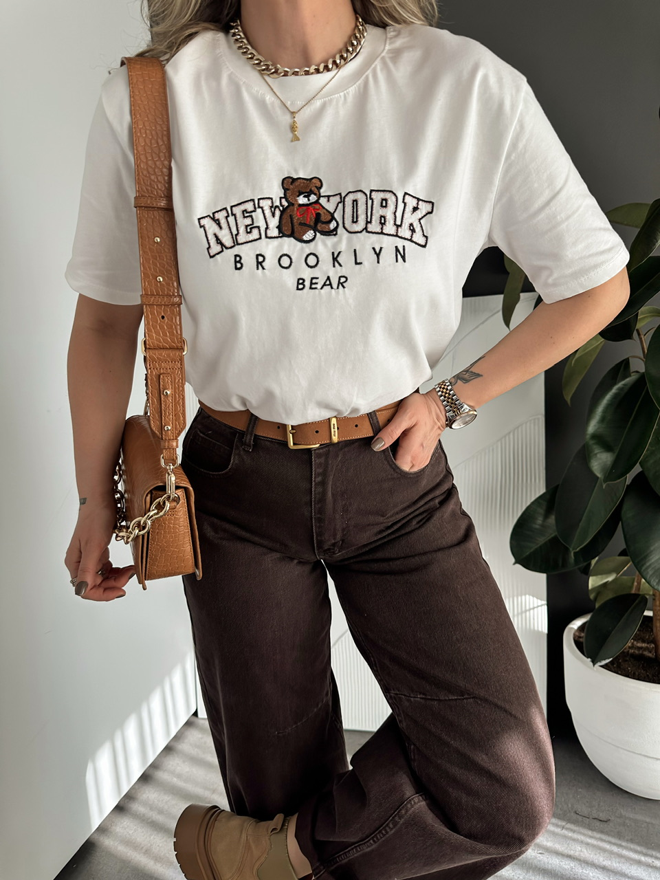Beyaz Ayıcıklı New York Tshirt