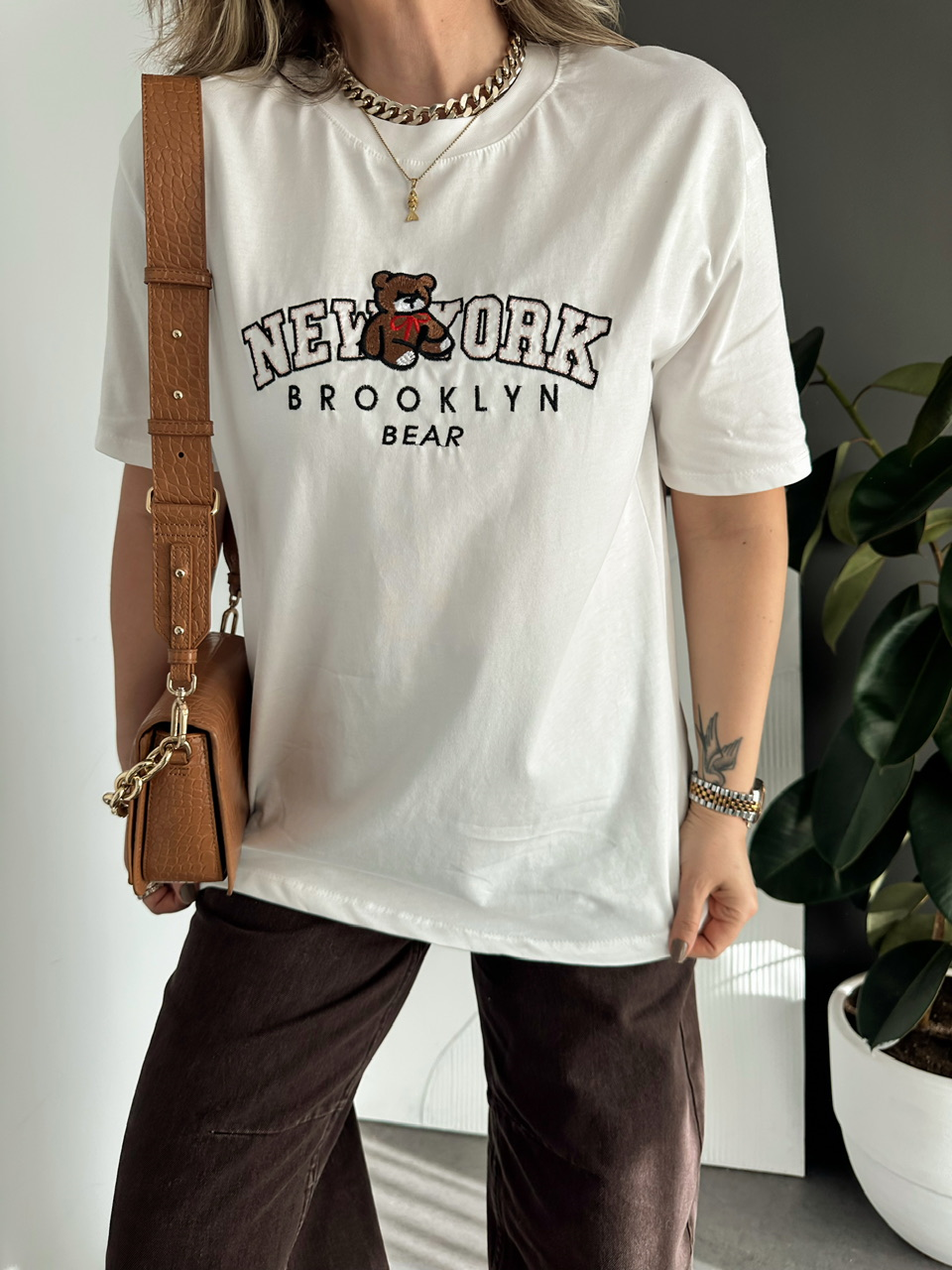 Beyaz Ayıcıklı New York Tshirt