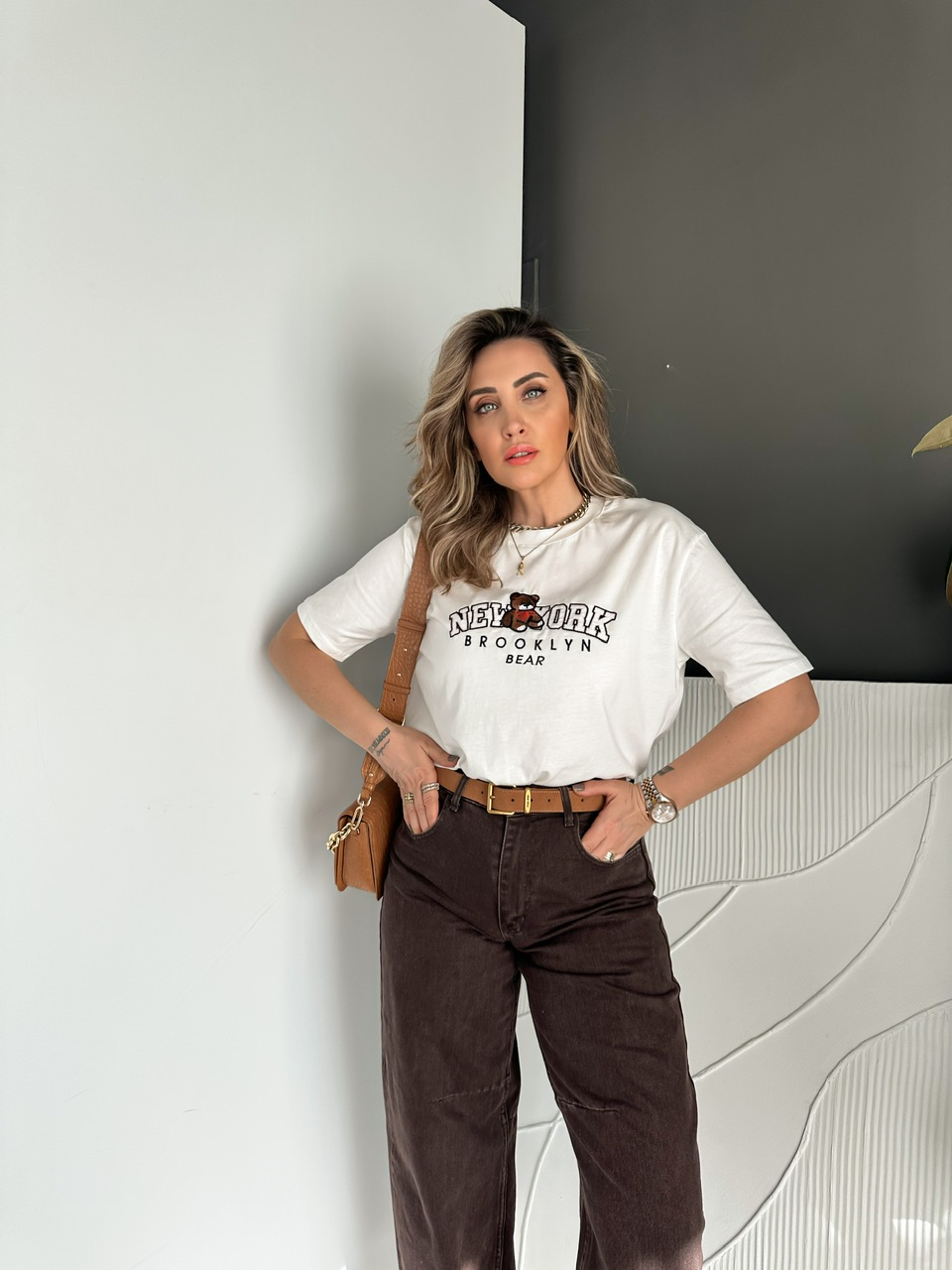 Beyaz Ayıcıklı New York Tshirt