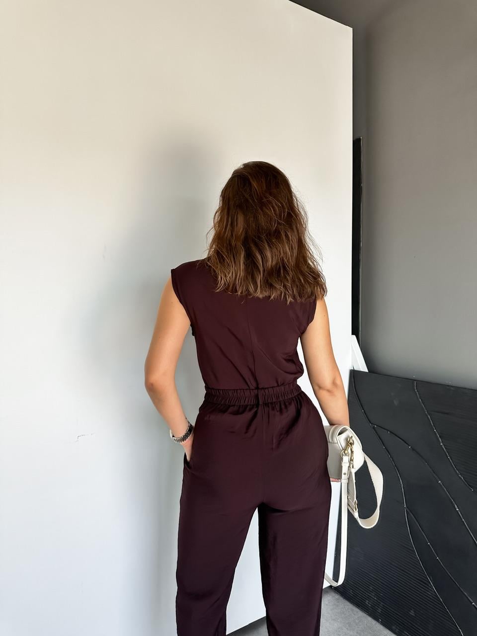 Bordo Beli Lastikli Safari Soft Tulum