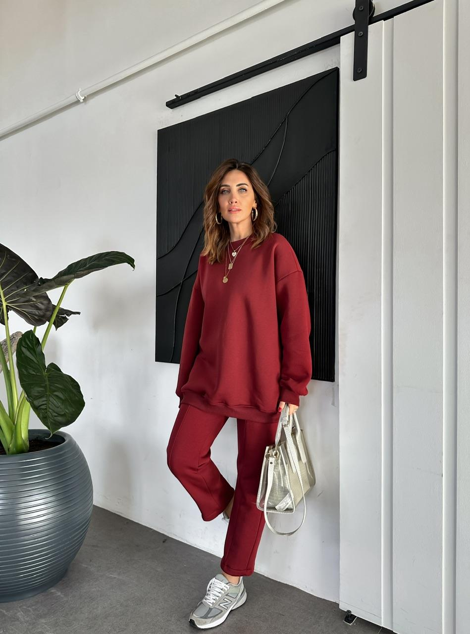 Bordo Bisiklet Yaka Salaş Basic Takım