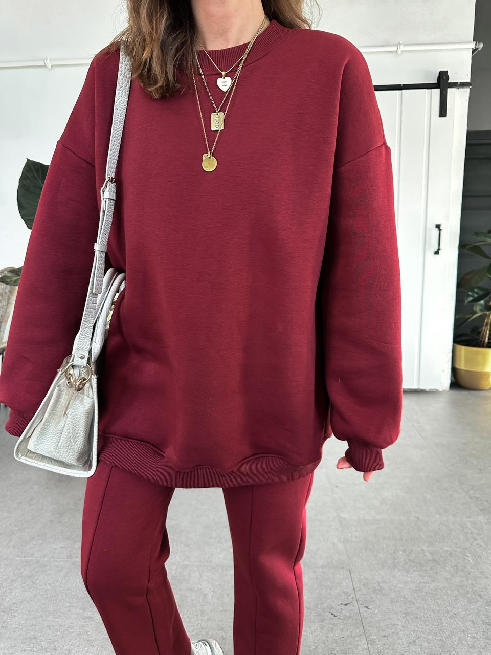 Bordo Bisiklet Yaka Salaş Basic Takım
