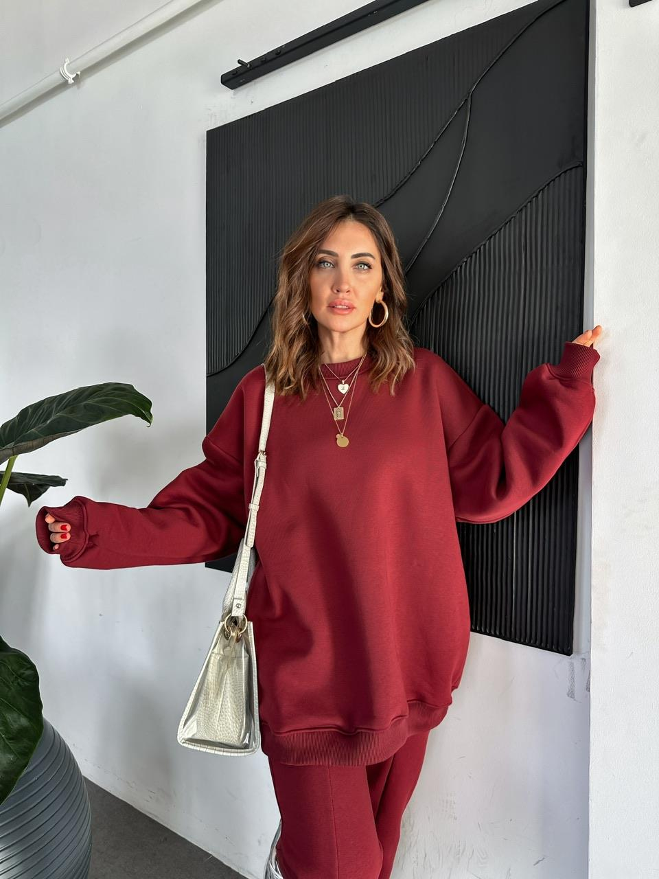 Bordo Bisiklet Yaka Salaş Basic Takım
