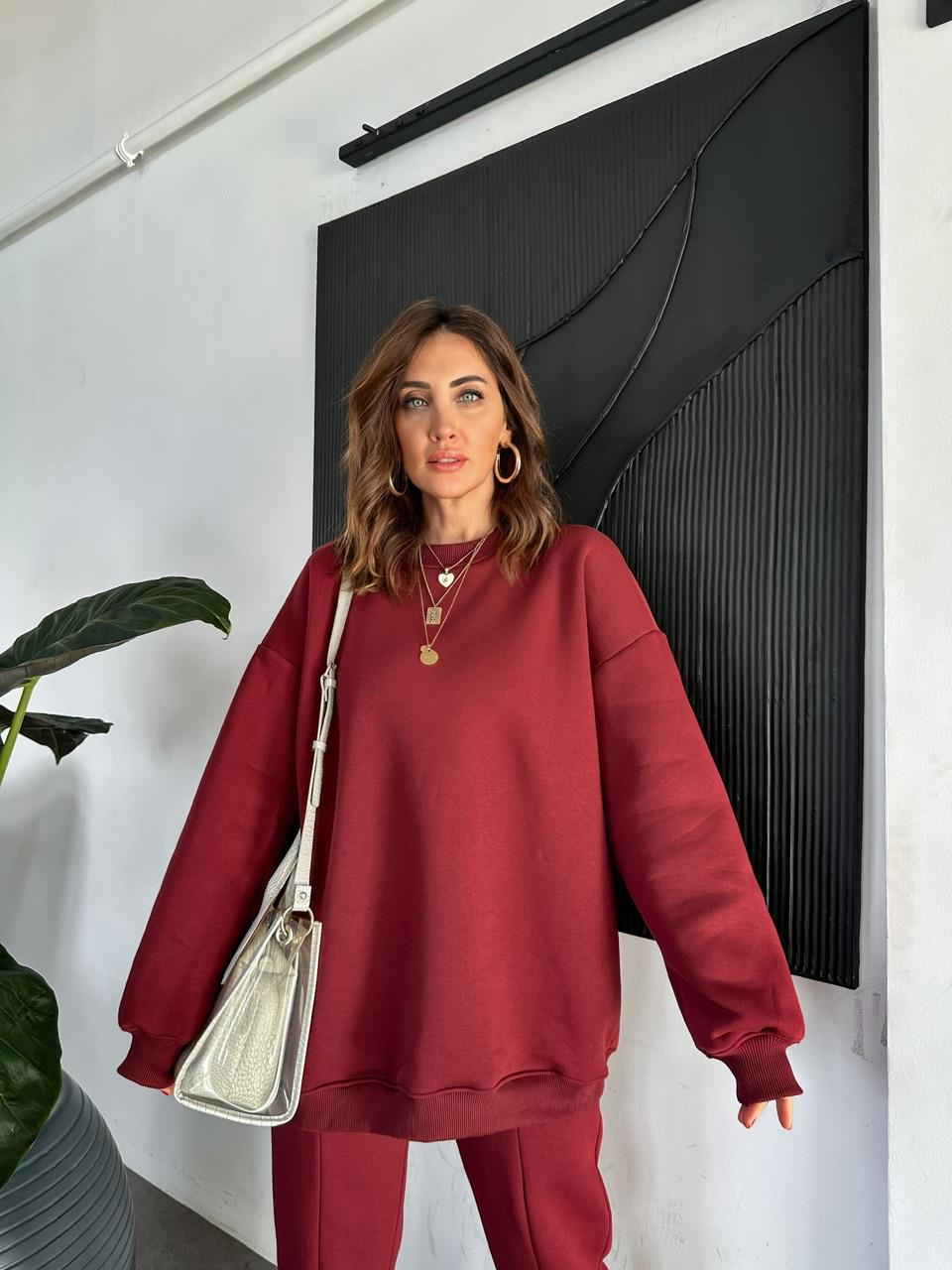 Bordo Bisiklet Yaka Salaş Basic Takım