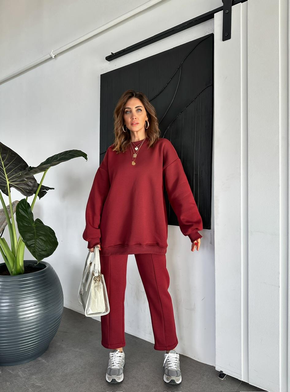 Bordo Bisiklet Yaka Salaş Basic Takım