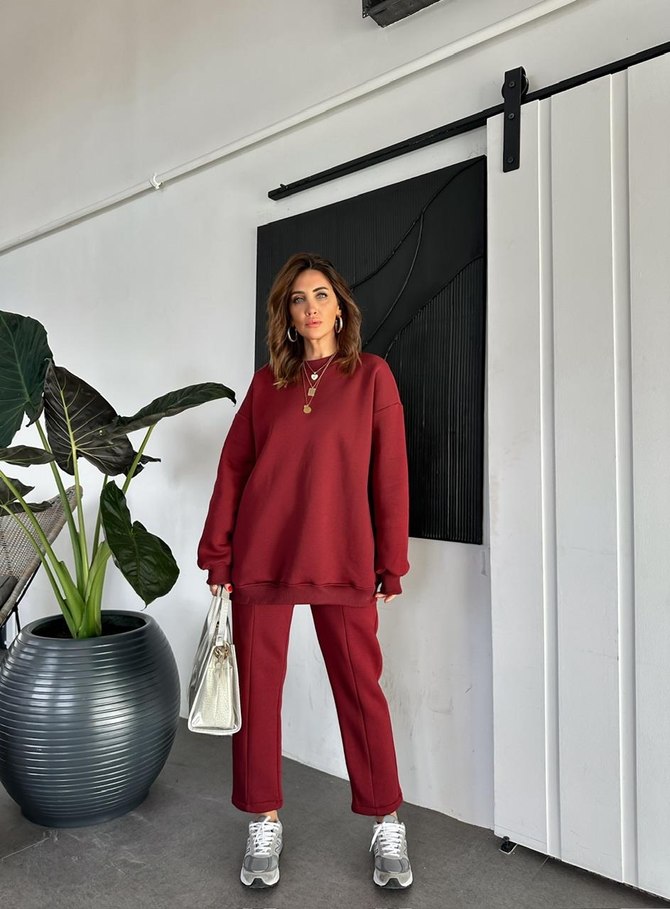 Bordo Bisiklet Yaka Salaş Basic Takım