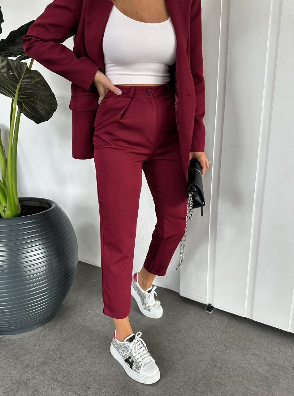 Bordo Ceket Pantolon Klasik Takım