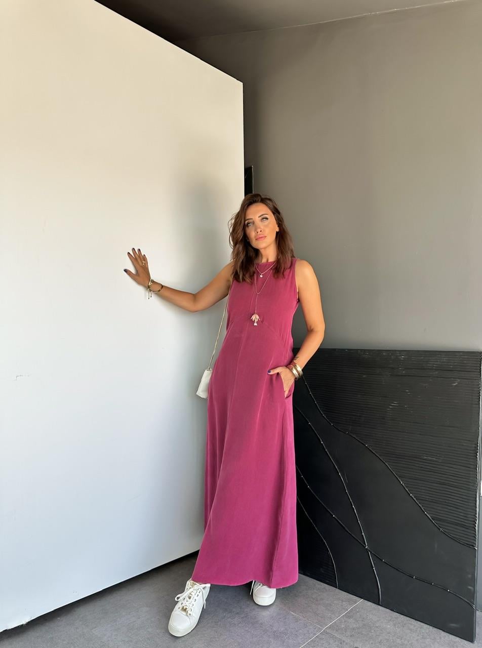 Bordo Cepli Maxi Modal Elbise