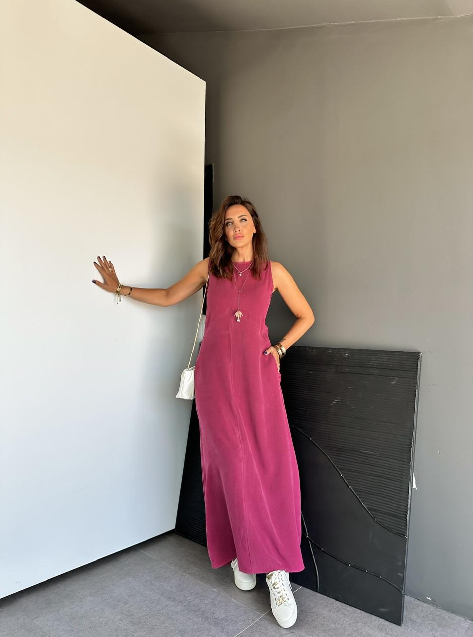 Bordo Cepli Maxi Modal Elbise