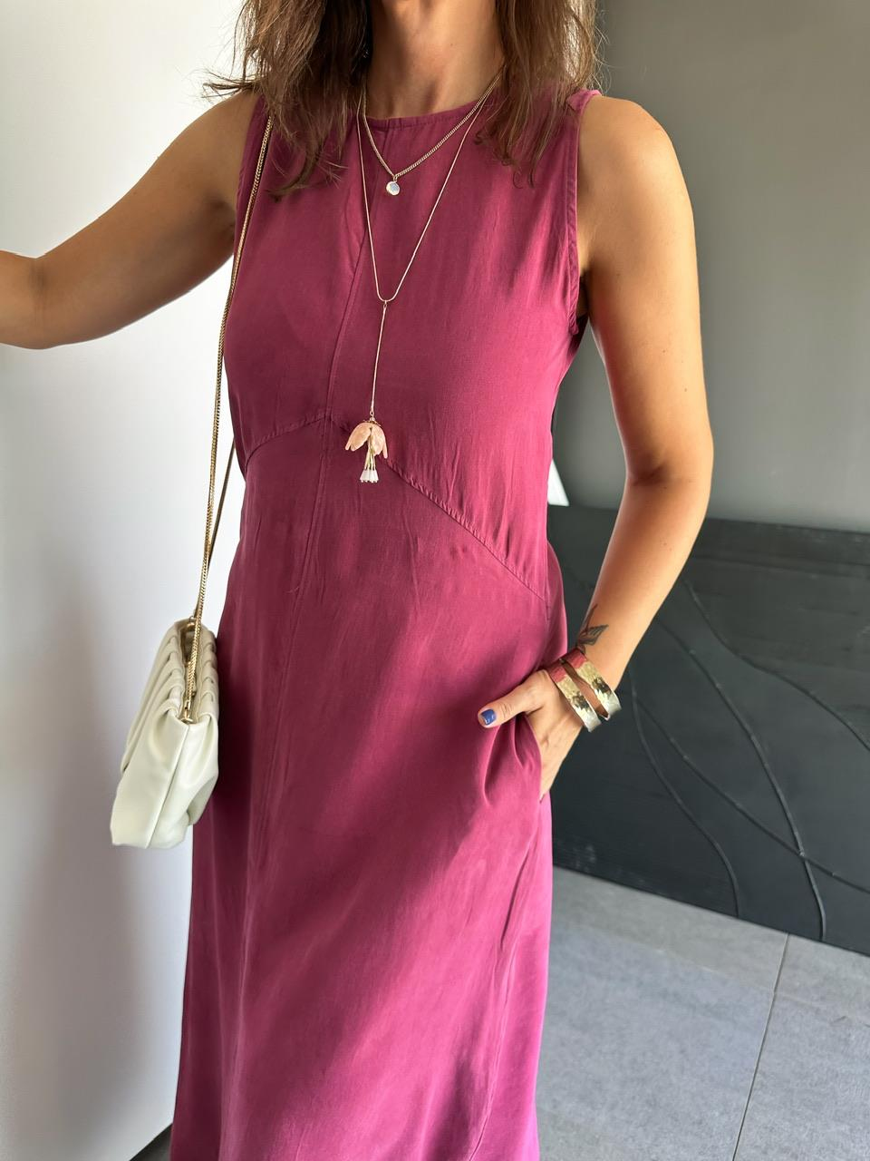 Bordo Cepli Maxi Modal Elbise