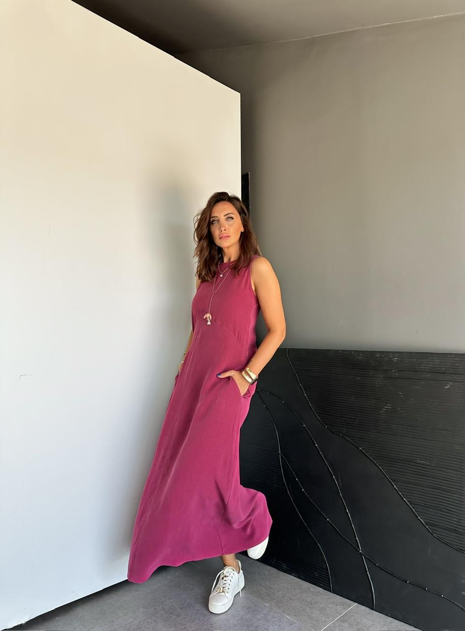 Bordo Cepli Maxi Modal Elbise
