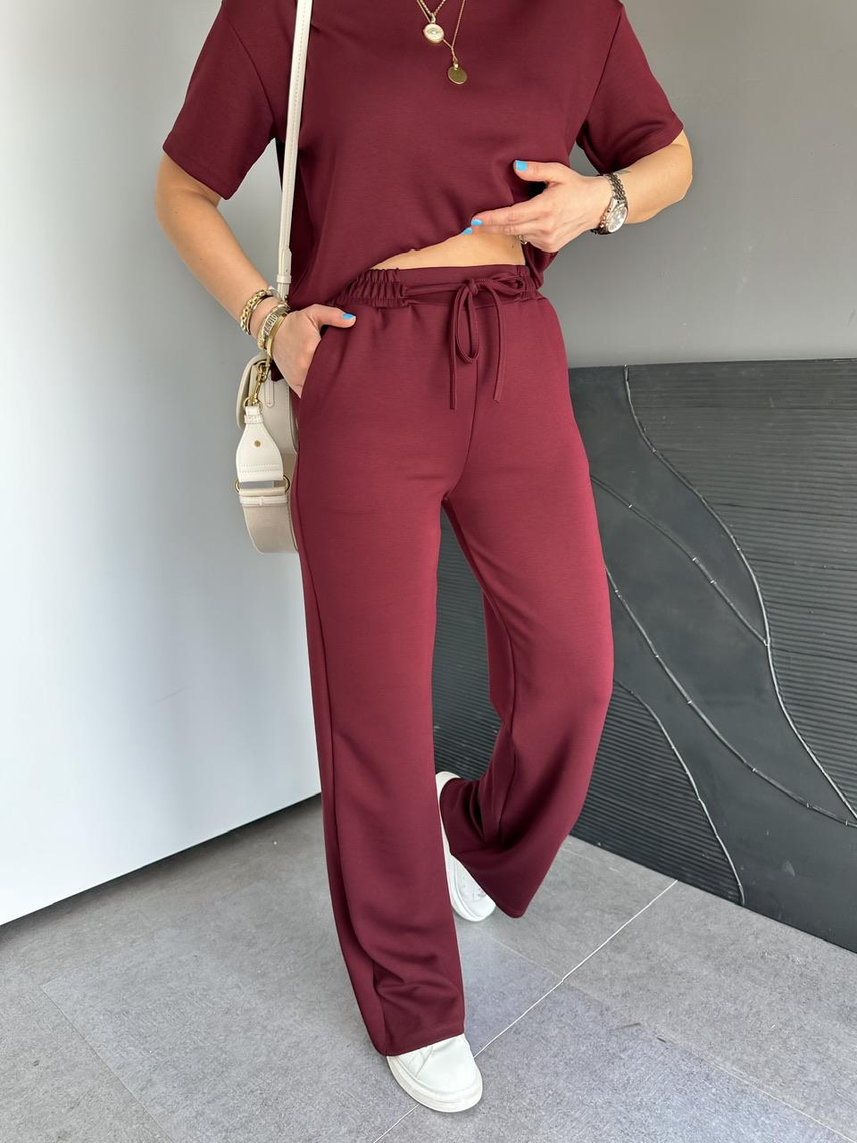 Bordo Kısa Kollu Basic Modal Takım
