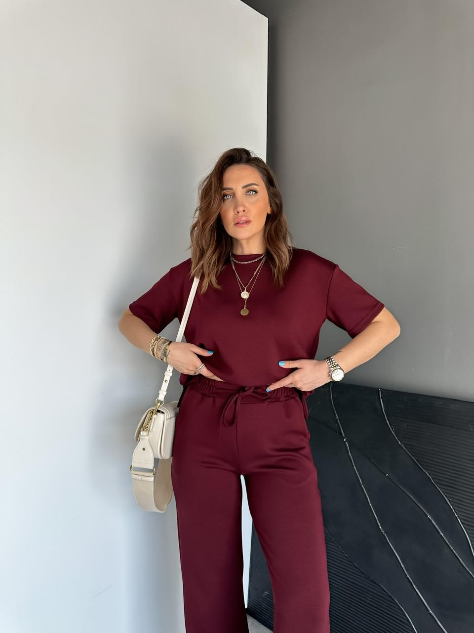 Bordo Kısa Kollu Basic Modal Takım