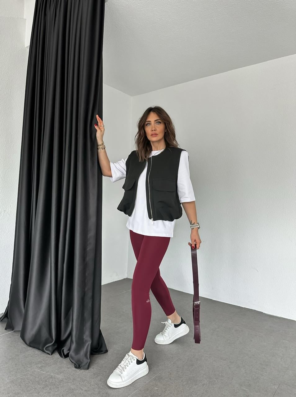 Bordo Likralı Premium Tayt