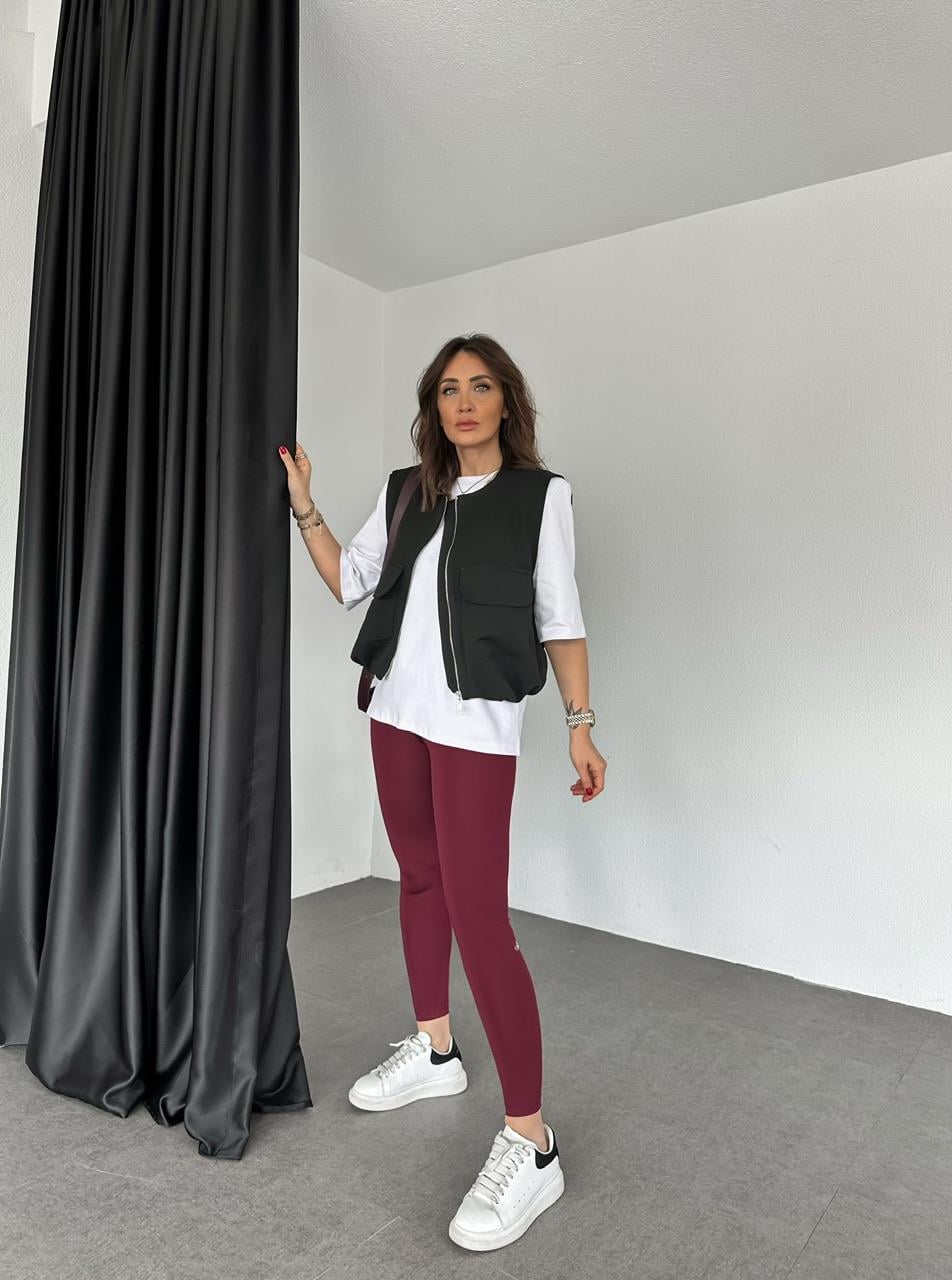Bordo Likralı Premium Tayt