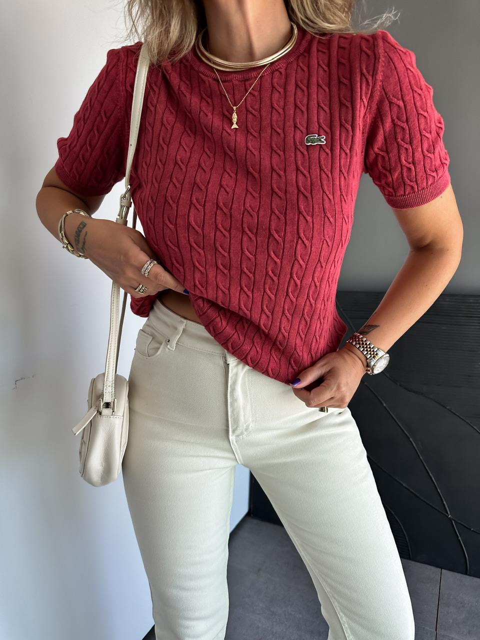 Bordo Saç Örgülü Orijinal Triko