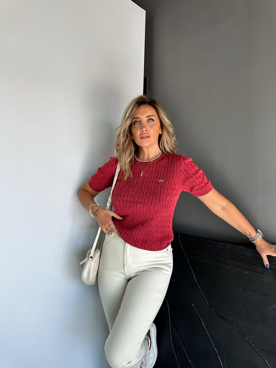 Bordo Saç Örgülü Orijinal Triko