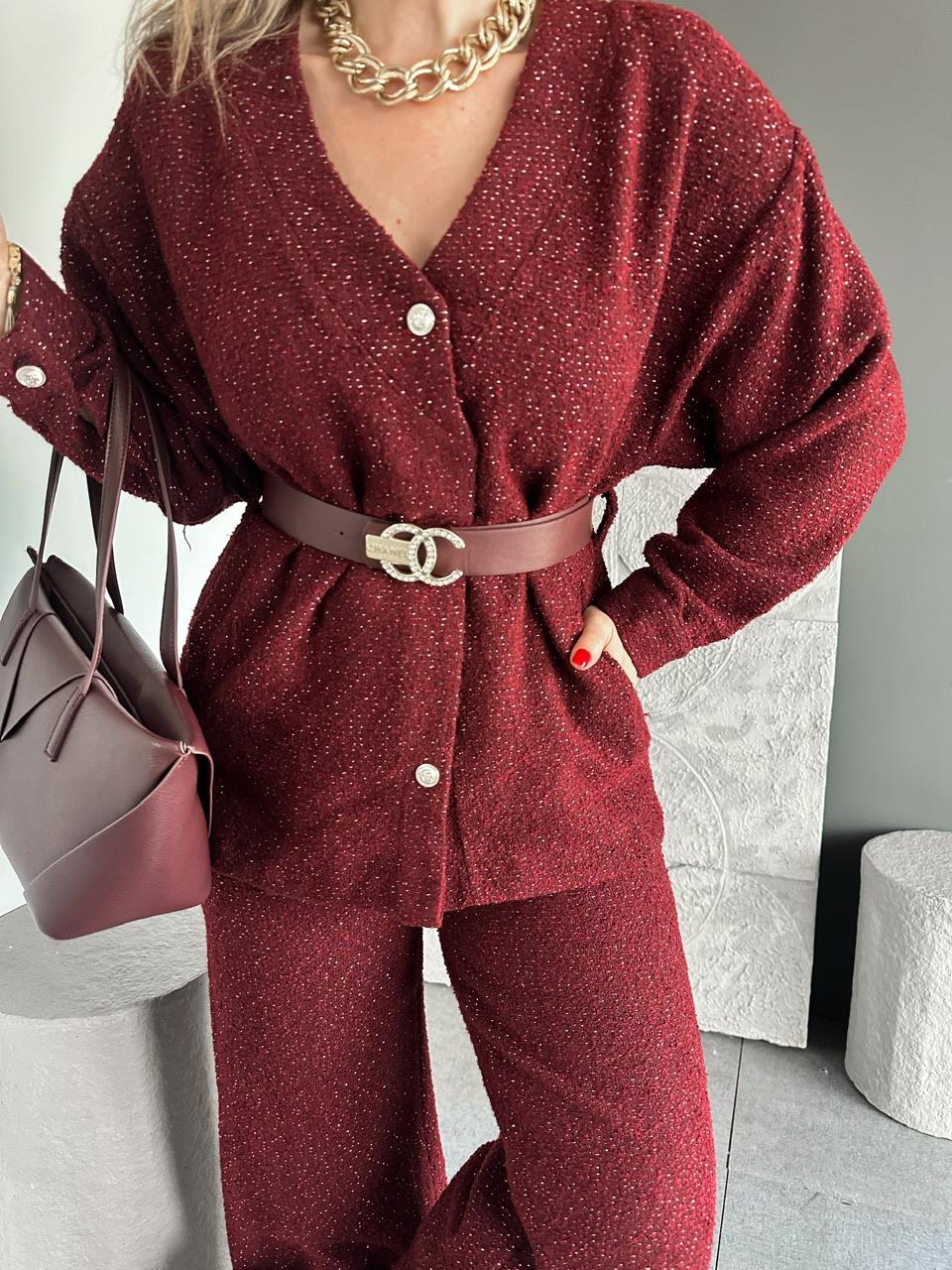 Bordo Simli Marka Model Tüvit Takım