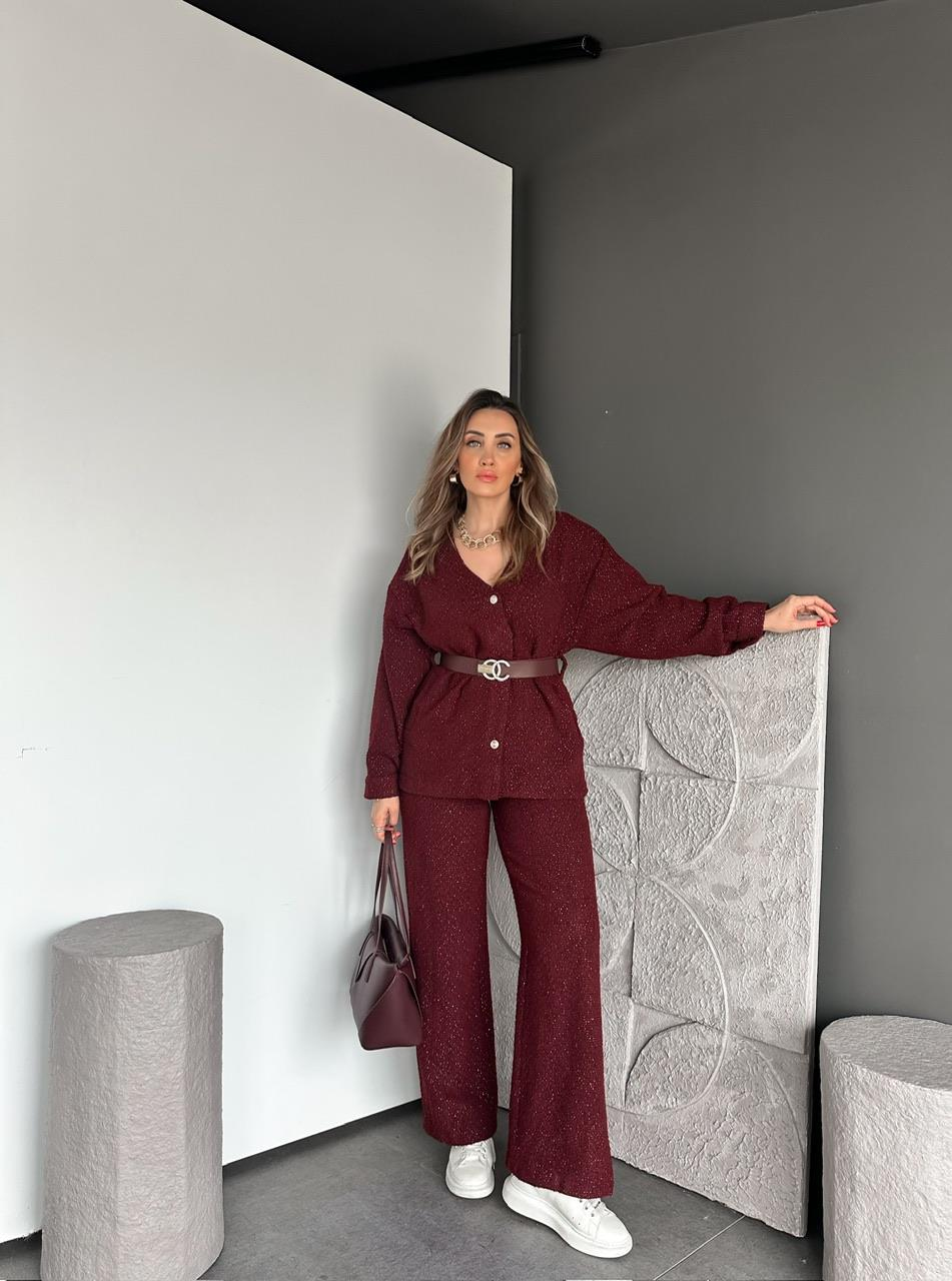Bordo Simli Marka Model Tüvit Takım