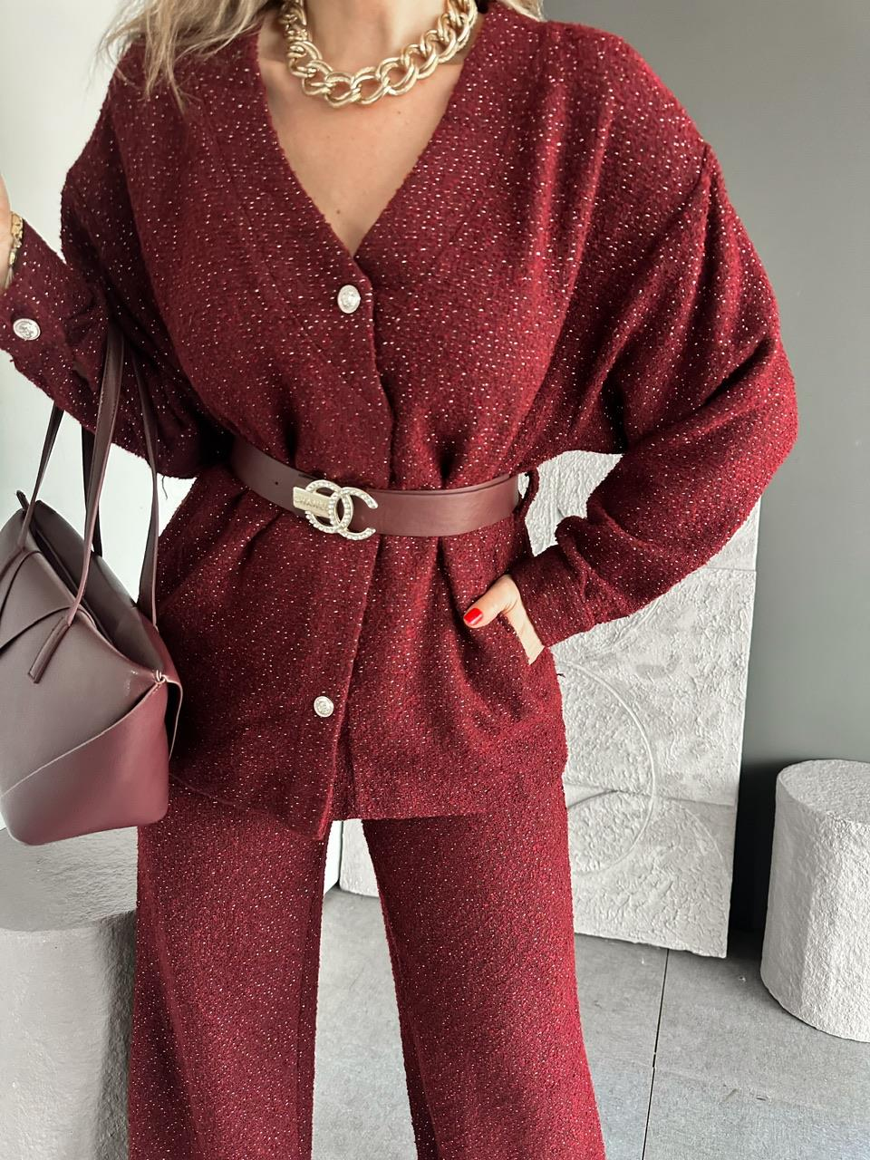 Bordo Simli Marka Model Tüvit Takım