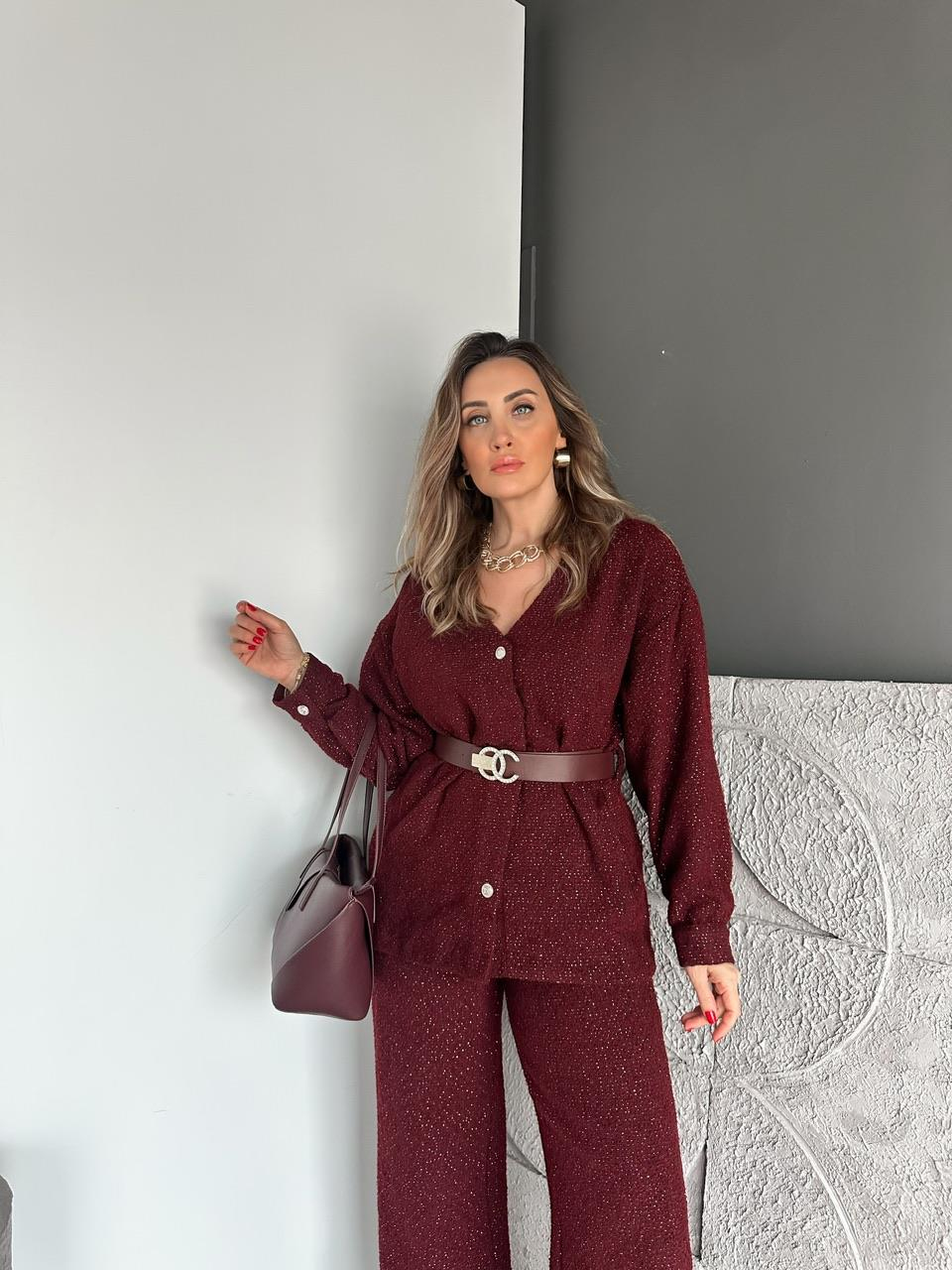 Bordo Simli Marka Model Tüvit Takım