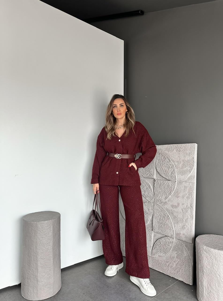 Bordo Simli Marka Model Tüvit Takım