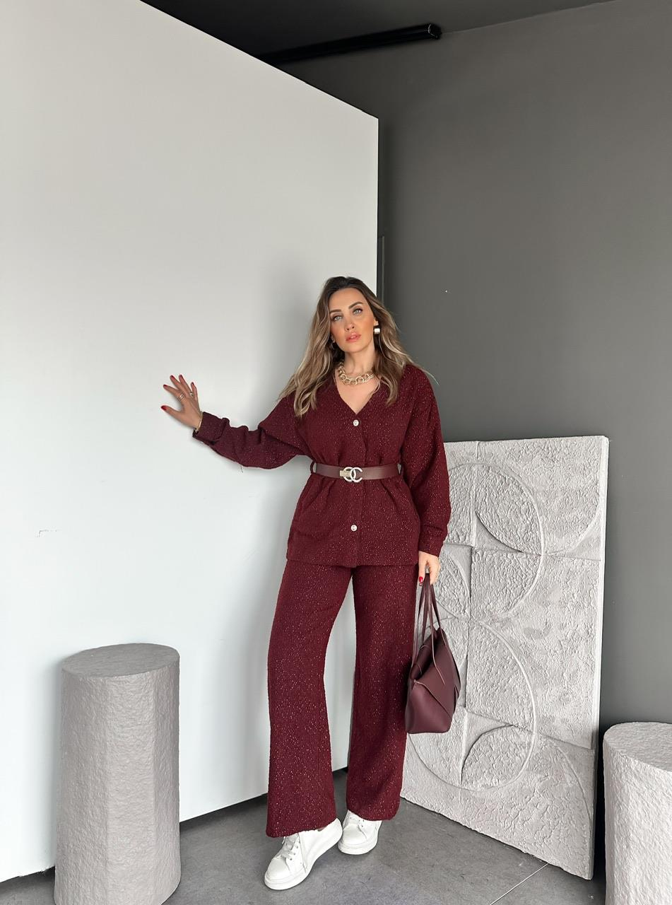 Bordo Simli Marka Model Tüvit Takım