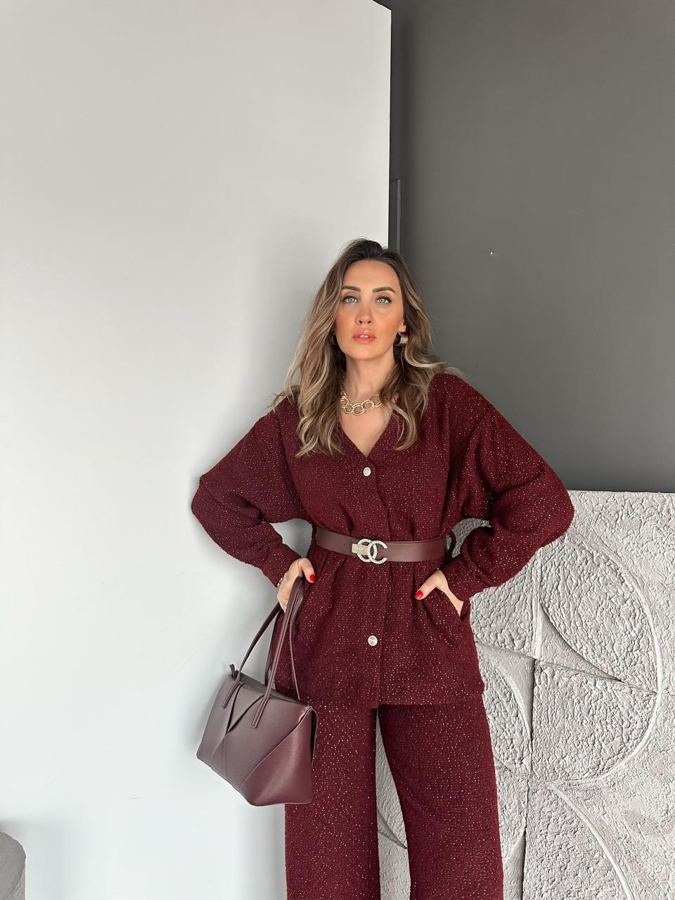 Bordo Simli Marka Model Tüvit Takım